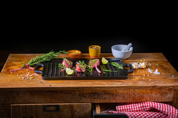 Seasoned and Herb Marinated Raw Lamb Chops