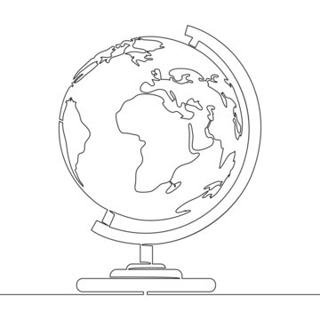 recommend clip art: Continuous line School globe of earth concept