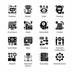 Organization Glyph Icons - Solid, Vectors