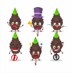 Cartoon character of conifers with various circus shows