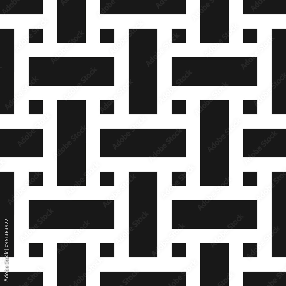 Aufkleber Black rectangles and small squares. Vector repeated shapes pattern.