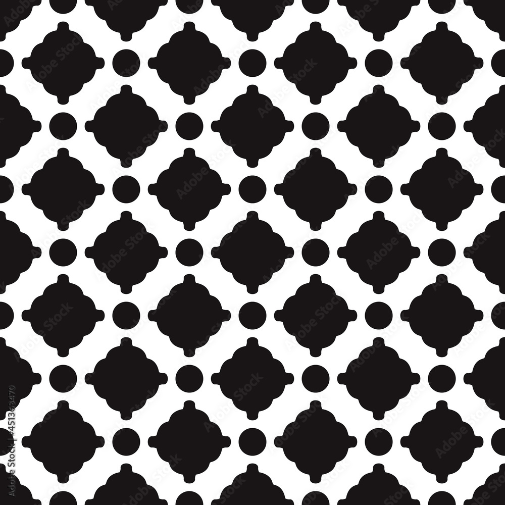 Aufkleber Porous rhombs and dots. Repeated pattern in vector and  black color.