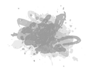 Grunge paint stains. Ink splash vector. Paint freehand strokes. Abstract grunge splatter. Watercolor effect vector stain. Grunge splatter. Grey ink drops.