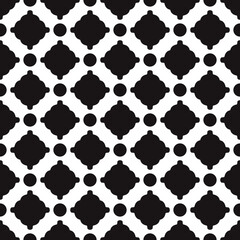 Porous rhombs and dots. Repeated pattern in vector and  black color.