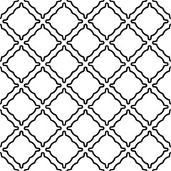 Diagonal repeated shapes. Seamless porous rhombuses pattern. Empty rhombs wallpaper.
