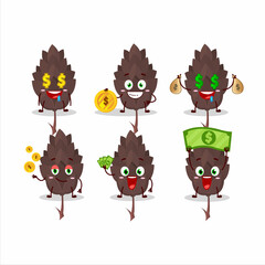 Conifers cartoon character with cute emoticon bring money