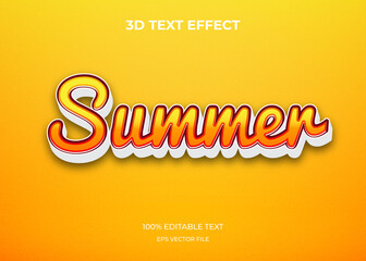 Summer 3d editable text effect style premium vector
