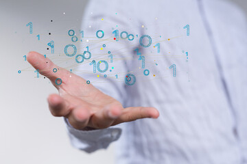 Digital cyberspace with particles and Digital data network connections concept.