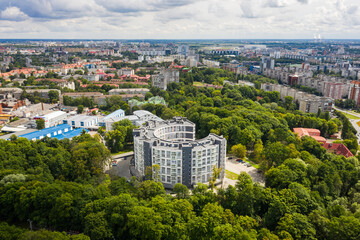 Fototapeta na wymiar Aerial view of the circle building in Kaliningrad