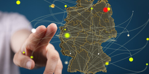 germany map digital in hand 3d