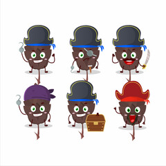 Cartoon character of conifers with various pirates emoticons