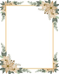 white background with cream floral watercolor frame for greeting card
