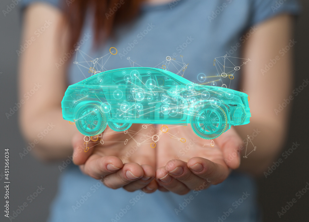 Poster iot smart automotive driverless car with artificial