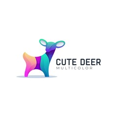 Modern gradient colorful cute deer logo template