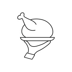 hand holding a dish icon Chicken  food sign restaurant logo