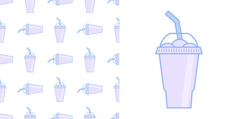 Vector slush drink isolated icon. Cartoon ice cup (Frozen Drink). Emoji clipart drawing of tropical smoothie shake.