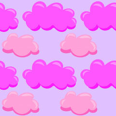 Pink cloud shape on purple background seamless pattern