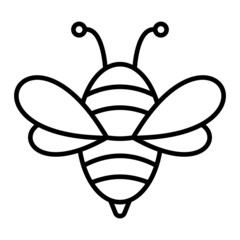 Bee Vector Outline Icon Isolated On White Background