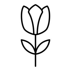 Tulip Vector Outline Icon Isolated On White Background