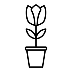 Plant Vector Outline Icon Isolated On White Background