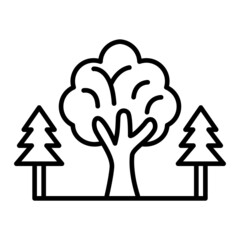 Forest Vector Outline Icon Isolated On White Background