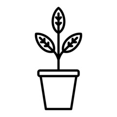 Plant Vector Outline Icon Isolated On White Background