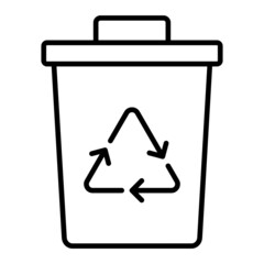 Recycle Bin Vector Outline Icon Isolated On White Background