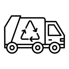 Garbage Truck Vector Outline Icon Isolated On White Background