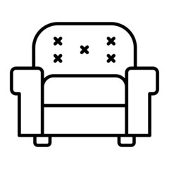 Sofa Vector Outline Icon Isolated On White Background