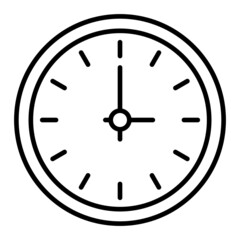 Wall Clock Vector Outline Icon Isolated On White Background