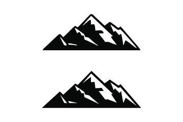 Hand Drawn Mountains Isolated. Vector Illustration Ski Resort Logo. Drawing Camping Element Winter Landscape