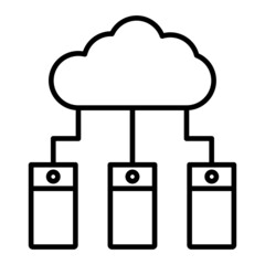 Cloud Computing Vector Outline Icon Isolated On White Background