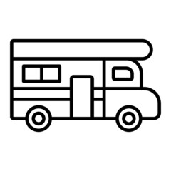 Caravan Vector Outline Icon Isolated On White Background