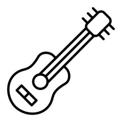 Guitar Vector Outline Icon Isolated On White Background
