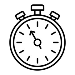 Stopwatch Vector Outline Icon Isolated On White Background