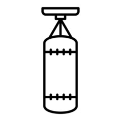 Punching Bag Vector Outline Icon Isolated On White Background