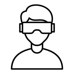 Virtual Reality Vector Outline Icon Isolated On White Background