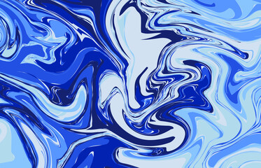 Marble pattern in blue and blue shades. Mixed oil paints. Colorful background