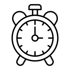 Alarm clock Vector Outline Icon Isolated On White Background