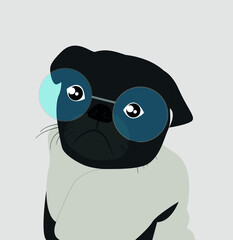 Stylish dark-colored bulldogs with glasses