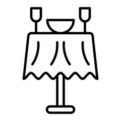 Dinner Table Vector Outline Icon Isolated On White Background