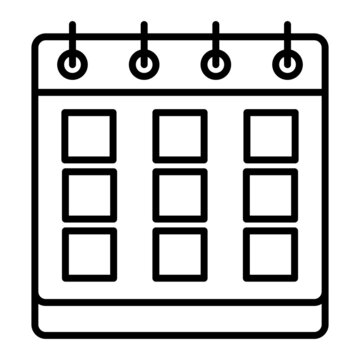 Calender Vector Outline Icon Isolated On White Background