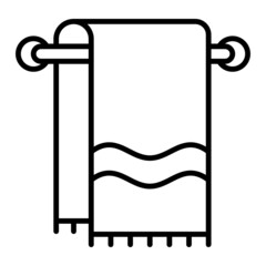 Towel Vector Outline Icon Isolated On White Background