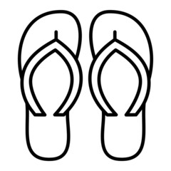 Slippers Vector Outline Icon Isolated On White Background