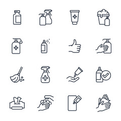 set of Disinfection and Cleaning elements symbol template for graphic and web design collection logo vector illustration