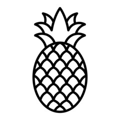 Pineapple Vector Outline Icon Isolated On White Background