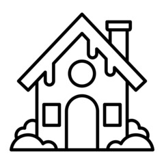 Snow Hut Vector Outline Icon Isolated On White Background