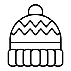Knit Hat Vector Outline Icon Isolated On White Background