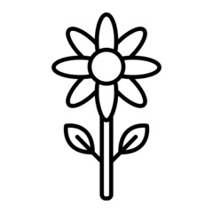 Flower Vector Outline Icon Isolated On White Background