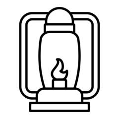 Oil lamp Vector Outline Icon Isolated On White Background